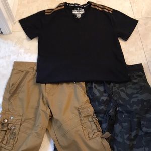 T shirt and 2 pairs of shorts